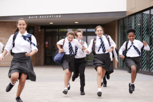 School children running