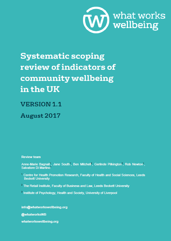 Systematic scoping review of indicators of community wellbeing in the UK