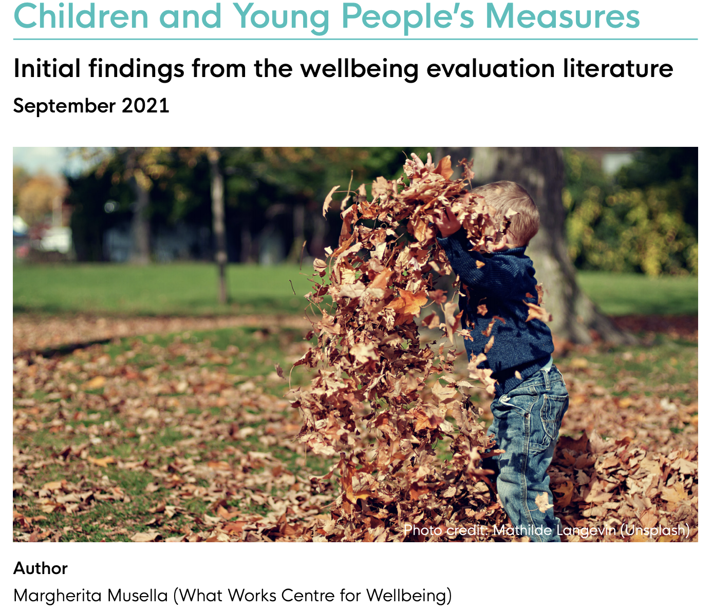Children and Young People’s Measures: ONS4 evaluations and beyond