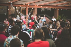 Happy crowd at outdoor event