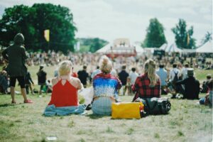 Crowd at outdoor UK music festival in park