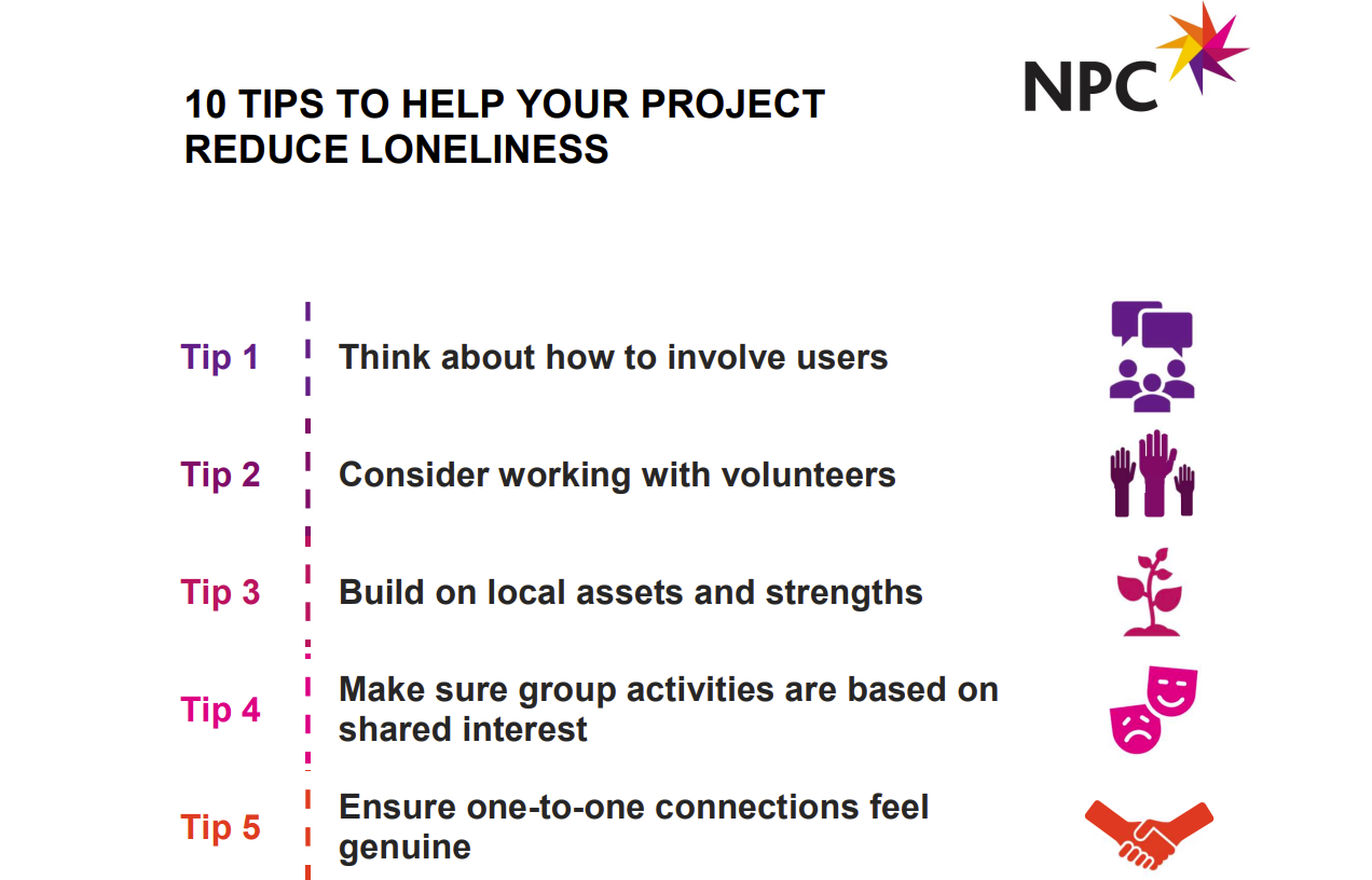 10 tips to help your project reduce loneliness